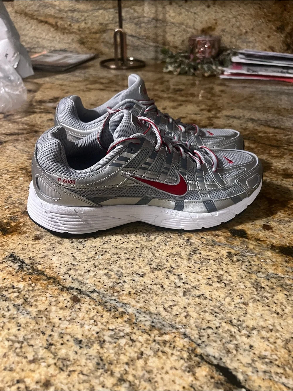Nike Silver & Red Athletic Sneakers